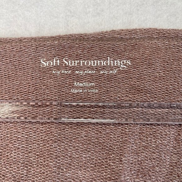 SOFT SURROUNDINGS Womens M Tan Floral Scroll Applique V-Neck Long Sleeve Tunic - Picture 6 of 10